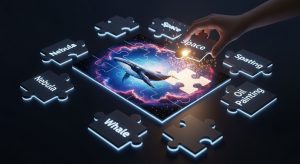 言葉と画像がパズルのように組み合わさる