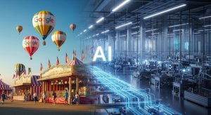 遊園地から近代的な工場へと変化する