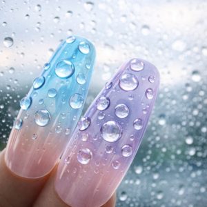 雨の日も上機嫌に。梅雨の紫陽花&水滴ネイルチップ30選|透明感あふれるブルーで憂鬱を吹き飛ばす 2 雨上がりの窓辺と瑞々しいネイルチップ