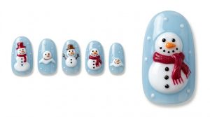 聖なる夜の主役になる。クリスマス・ホリデーネイルチップ30選|冬デートに映える赤と煌めきの魔法 10 31-20_溶けかけのスノーマン (Melting Snowman 3D)