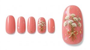 33-22_珊瑚色と押し花ブーケ (Coral Pink & Pressed Flower Bouquet)