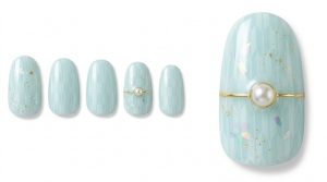 33-24_浅葱色のパールリング (Light Blue-Green & Pearl Ring)