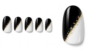 40-18_漆黒と白の斜め切り替え (Black Lacquer & White Diagonal Split)