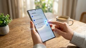 【2026年最新】Galaxyクラウド終了でどうなった?保存先をOneDrive・Googleへ移行する完全ガイド 5 スマホを操作してクラウド設定を切り替える指先