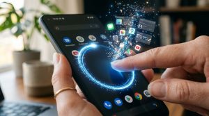 スマホ画面を指で囲むデモンストレーション