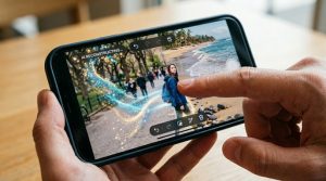 写真の中の人物を移動させ、背景をAIが自動生成