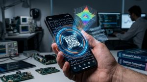 画面上のQRコードや難しい数式を囲んで解決する様子