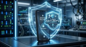 盾とスマホで守られたデータ