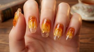 潤いの極み。シロップ&ジェリーネイルチップ30選|ちゅるんとした透け感で指先に魔法を 5 46-05_琥珀色のとろけるハニー (Melting Amber Honey)