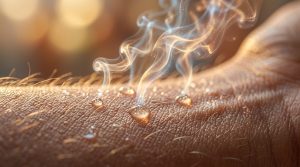 香水への昇華:レシピ変換の計算アルゴリズム 4 肌の上で揮発する香水の顕微鏡的イメージ