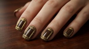 時を刻む美。ヴィンテージ・アンティークネイルチップ30選|重厚なカメオと額縁アートの誘惑 3 48-03_真鍮のヴィクトリアン・フレーム (Victorian Brass Frame)
